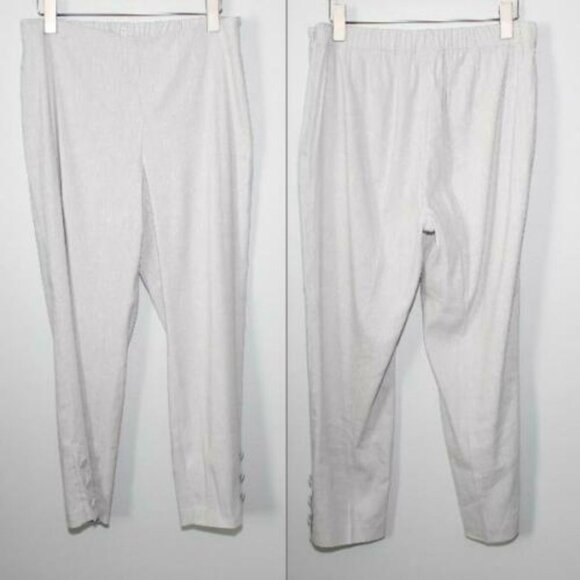 ✨2/$20 J.Jill Stretch Linen Button Hem Ankle Pants Beige Tan Size Medium H12610 - Picture 12 of 12